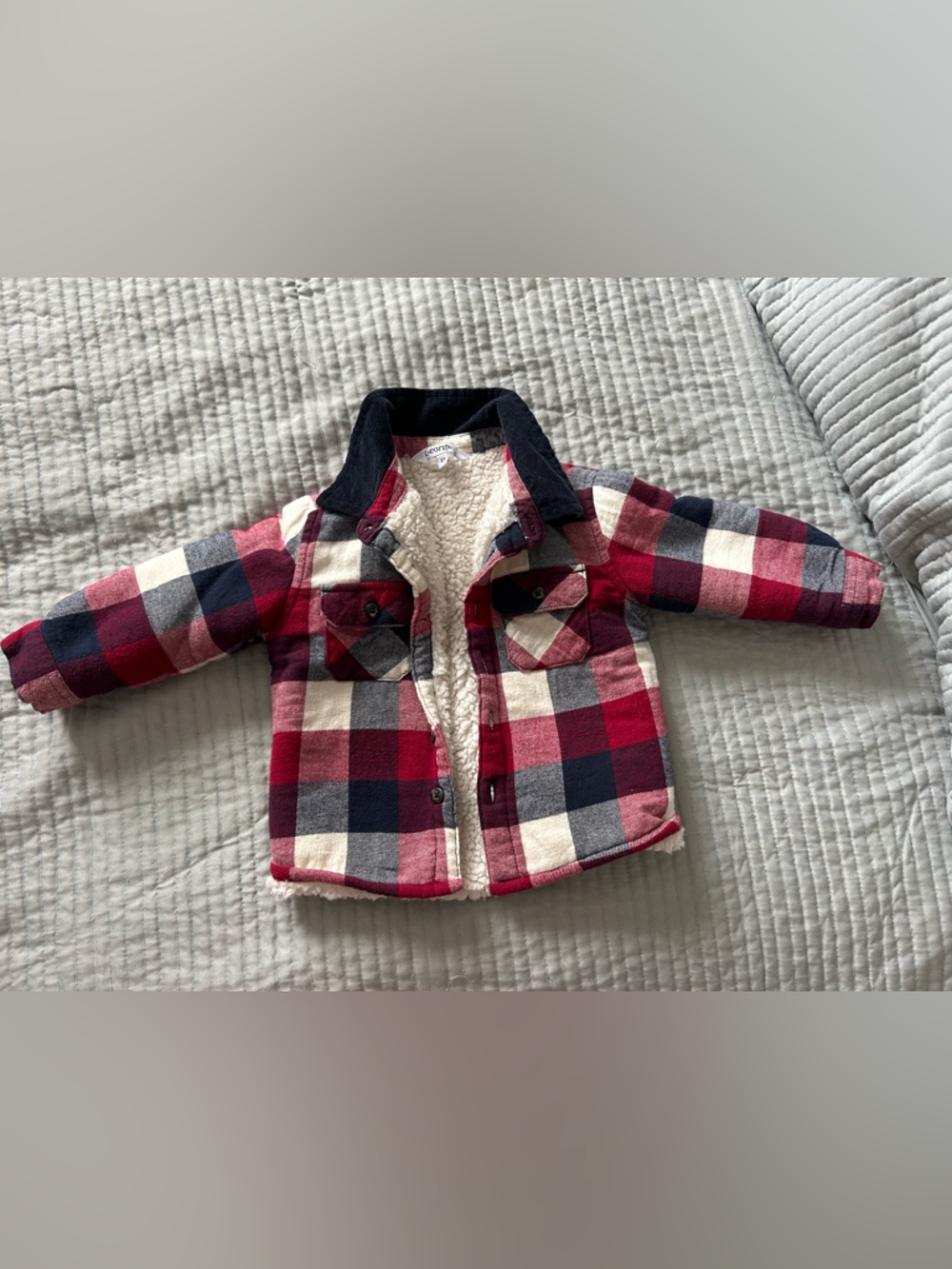 Kids Red Plaid Sherpa-Lined Jacket